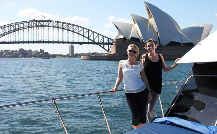Friends on Boat Boat Hire Sydney 
