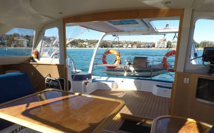  Daylight View of Sitting Area Catamaran Hire Sydney Sydney's Boat Rental 